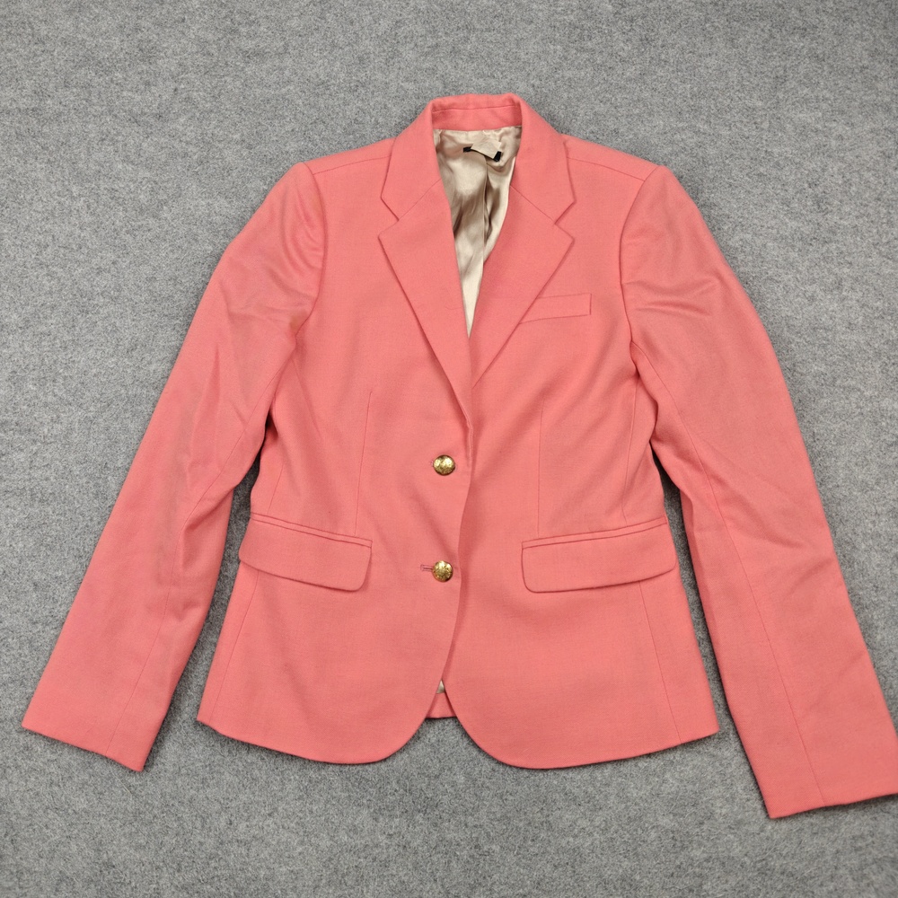 J.CREW Blazer Womens 2 Pink Lined Tailored Two-Button Wool Stretch Workwear